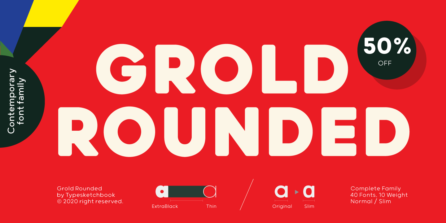 Ejemplo de fuente Grold Rounded Slim Bold Italic